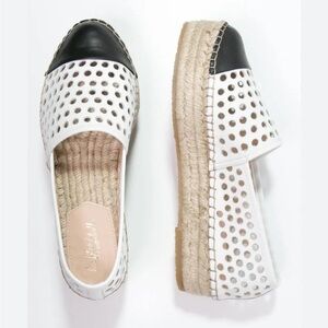 Loeffler Randall Mariko Perforated Leather Platform Espadrille Flats